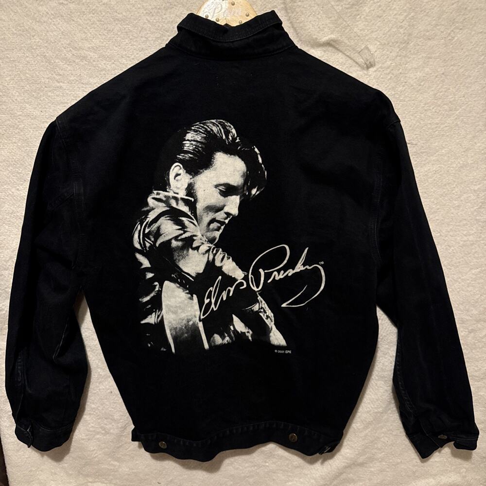 Vintage Elvis Presley Black Denim Jacket First Choice Men's Sz XL EUC